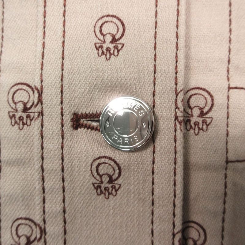 Hermes Collier de Chien Pattern Sleeveless Denim Dress Series Button 34 XS