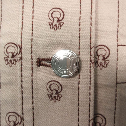 Hermes Collier de Chien Pattern Sleeveless Denim Dress Series Button 34 XS