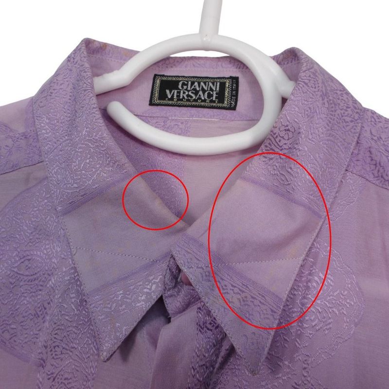 Versace Gianni Silk Baroque Pattern Shirt Long Sleeve Top Lavender 50