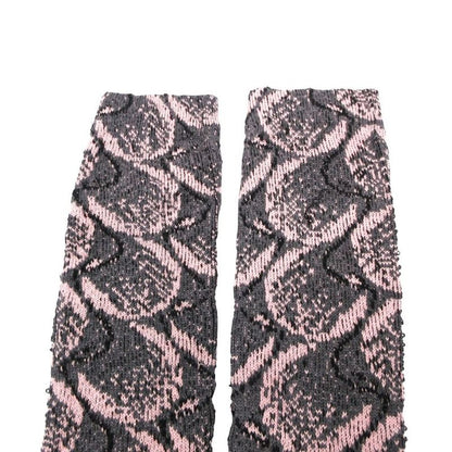 Prada Long Knit Gloves Gray Light Pink Pouch
