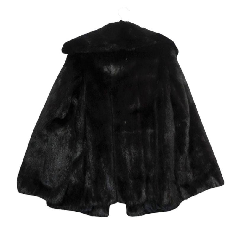 Fendi Mink Real Fur Half Coat Logo Allover Pattern Lining Black