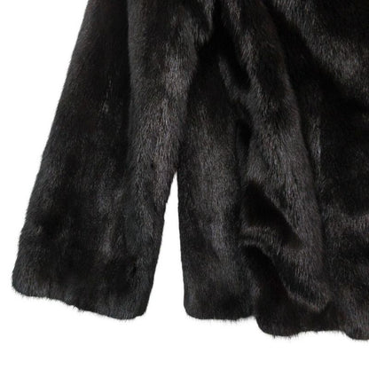 Fendi Mink Real Fur Half Coat Logo Allover Pattern Lining Black