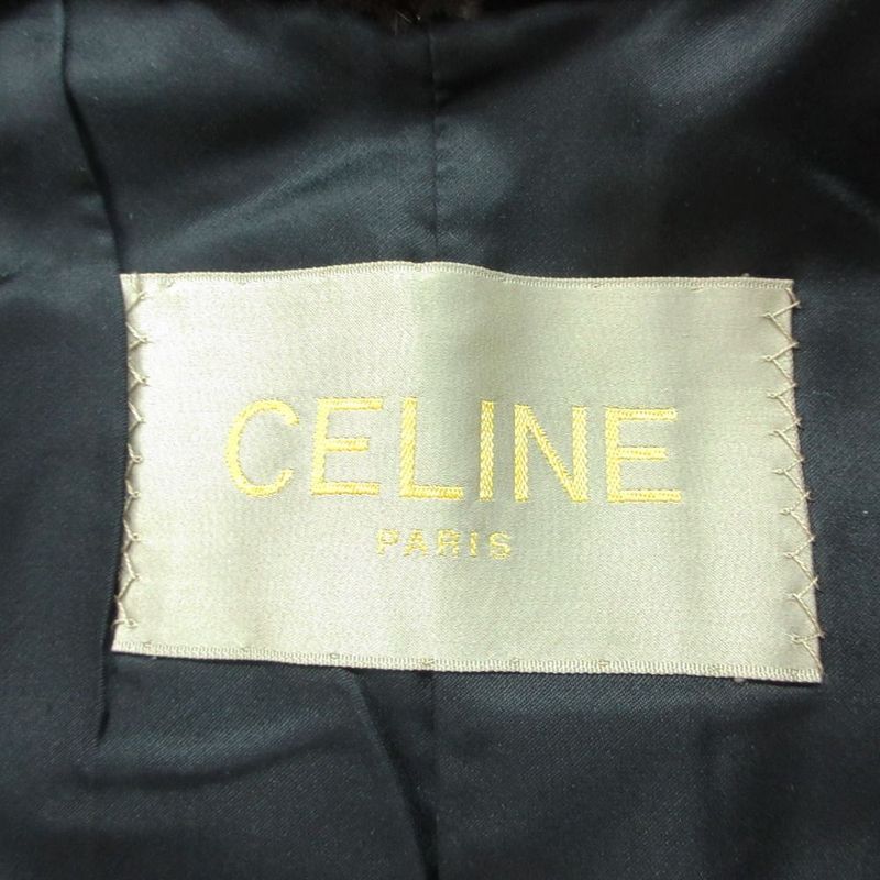 Celine Mink Real Fur Shawl Collar Coat Black