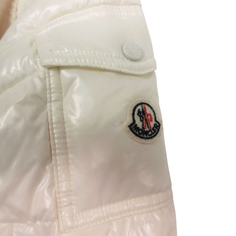 Moncler Mantella Down Contrast Shawl Style Coat Poncho Ivory