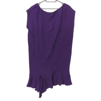 Miu Crew Neck Sleeveless Ruffle Straight Dress 38 M Purple