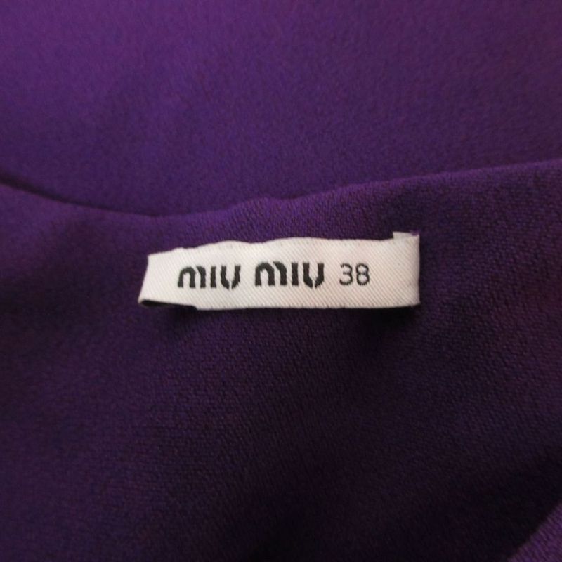 Miu Crew Neck Sleeveless Ruffle Straight Dress 38 M Purple