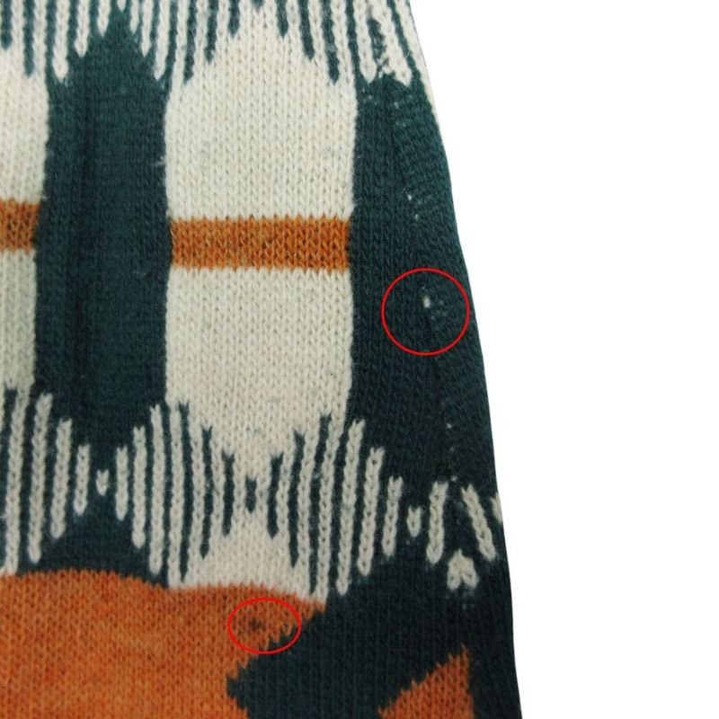 Prada Geometric Tribal Pattern Knit Flong Skirt Green Brown