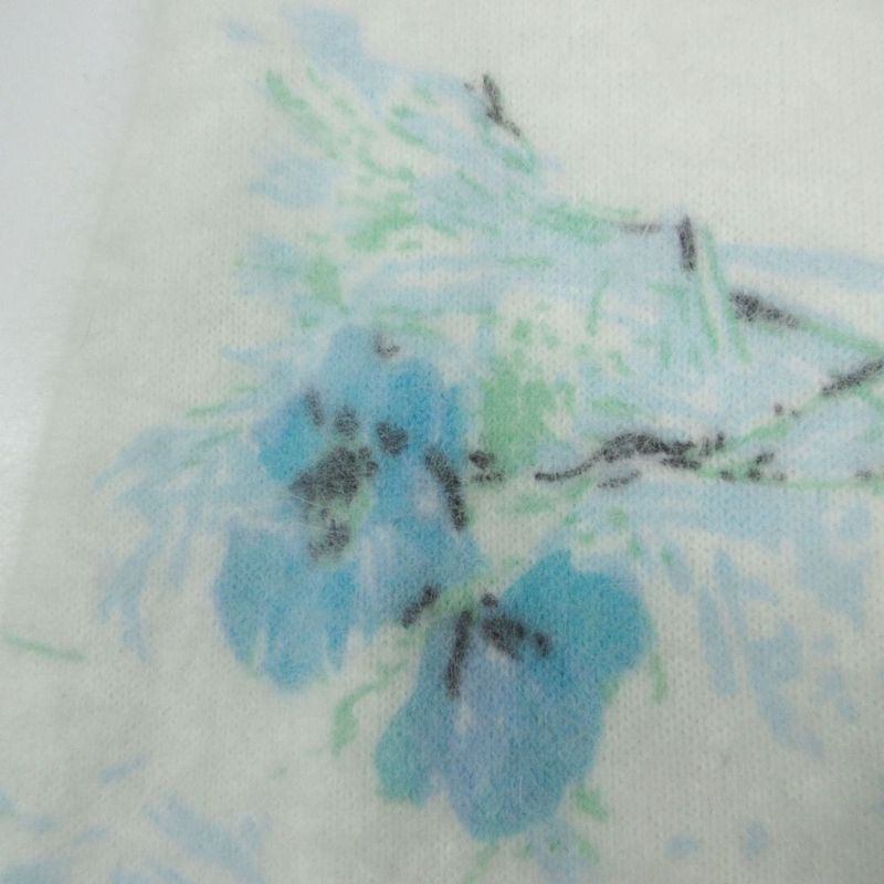 Prada Mohair Poppy Print Midi Skirt Light Blue 40