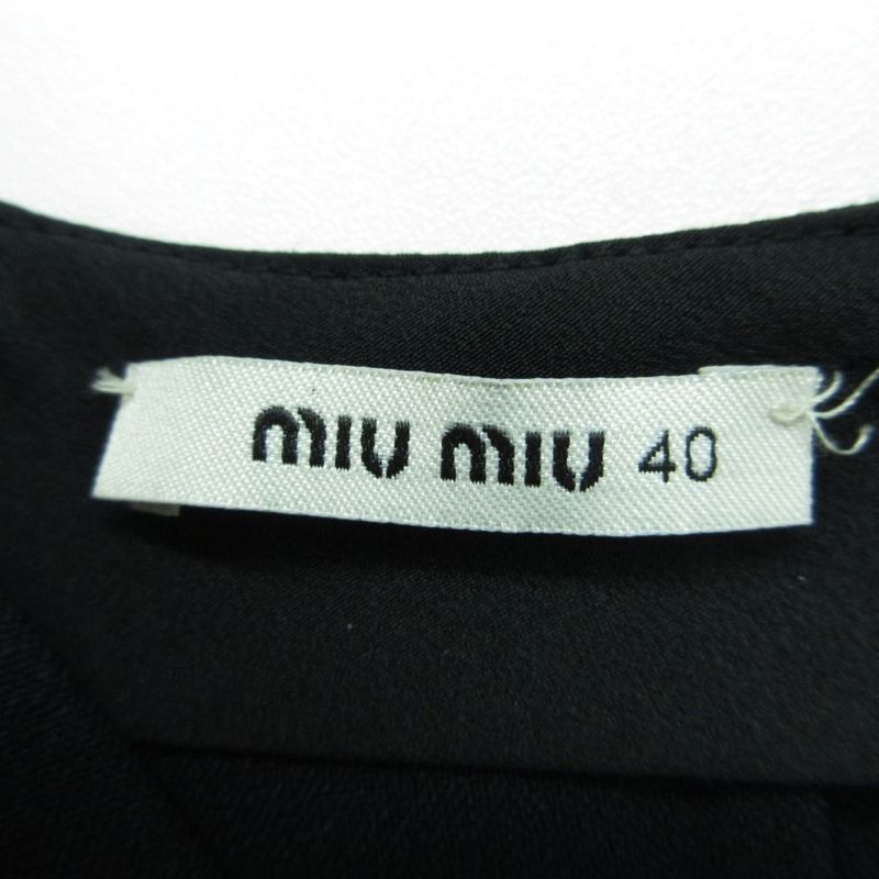Miu Sleeveless Gathered V-neck Dress Black 40
