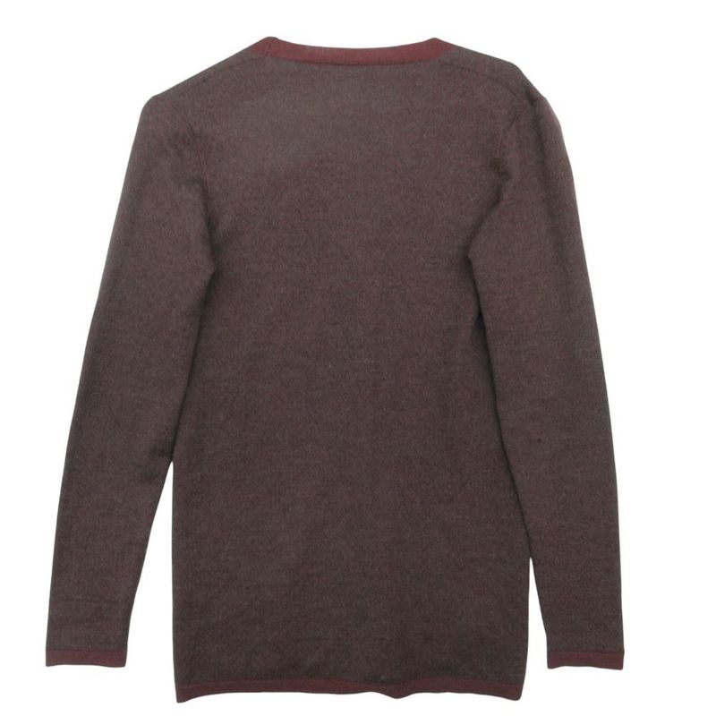 Prada Visual Decoration Knit Cardigan Long Sleeve Top Mvy Wine Red 38