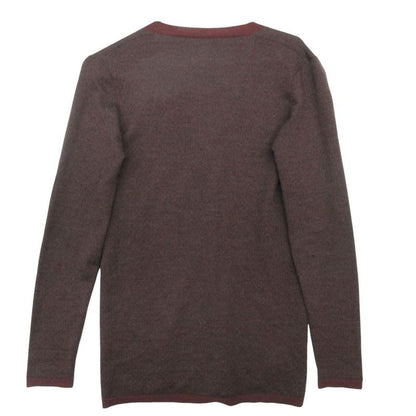 Prada Visual Decoration Knit Cardigan Long Sleeve Top Mvy Wine Red 38