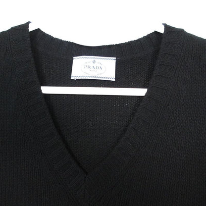 Prada Cashmere Wool V-neck Knit Vest Pullover Top Black 38 Sweater
