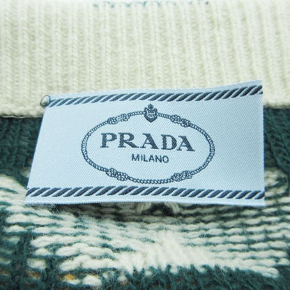 Prada Geometric Tribal Pattern Knit Flong Skirt Green Brown