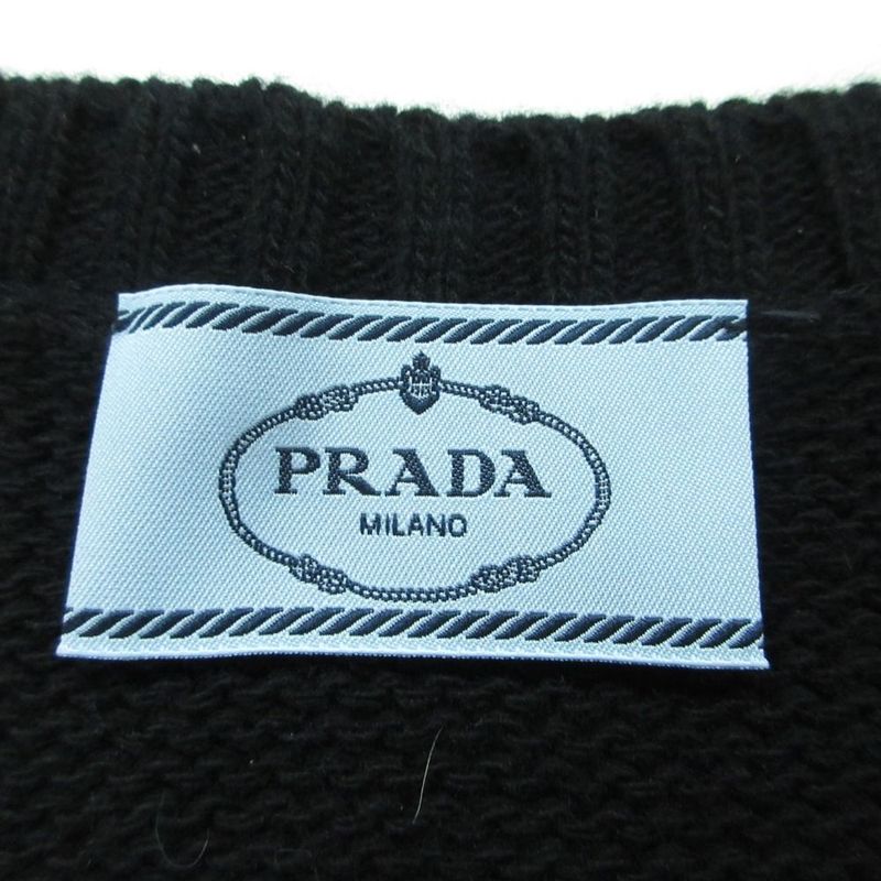 Prada Cashmere Wool V-neck Knit Vest Pullover Top Black 38 Sweater