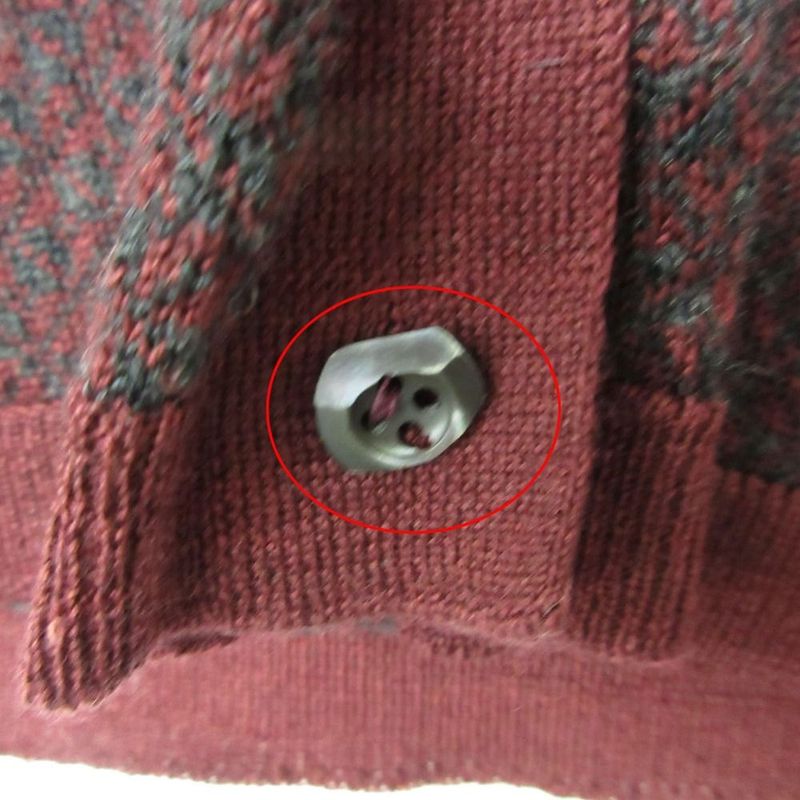 Prada Visual Decoration Knit Cardigan Long Sleeve Top Mvy Wine Red 38