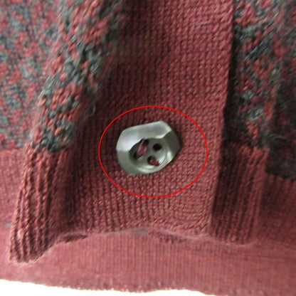 Prada Visual Decoration Knit Cardigan Long Sleeve Top Mvy Wine Red 38