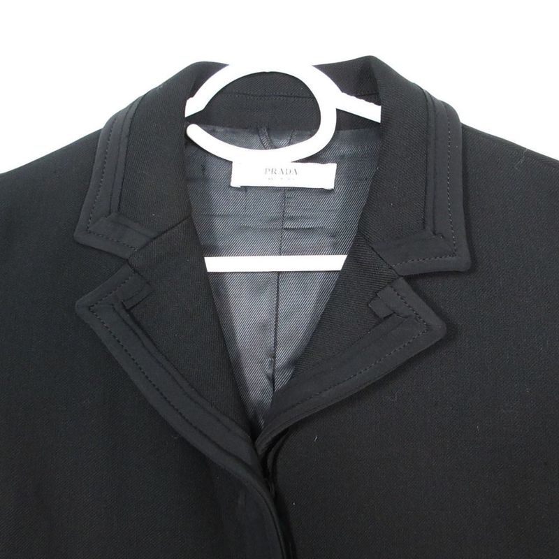 Prada Piping Long Coat Black 38