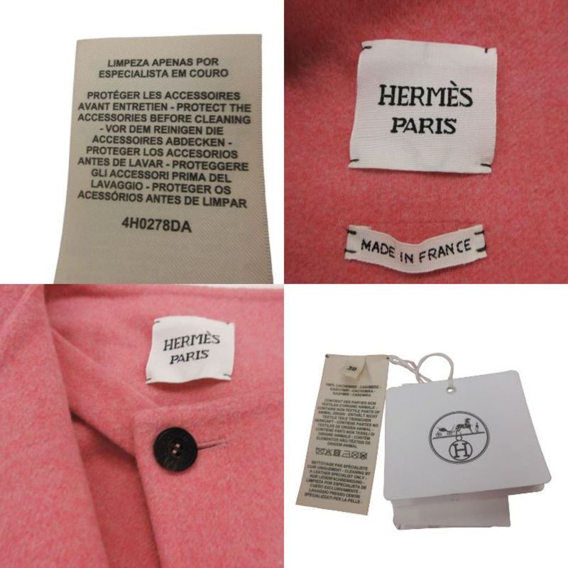 Hermes Double Face Opera Cape with Belt Cashmere Coat Pink 38