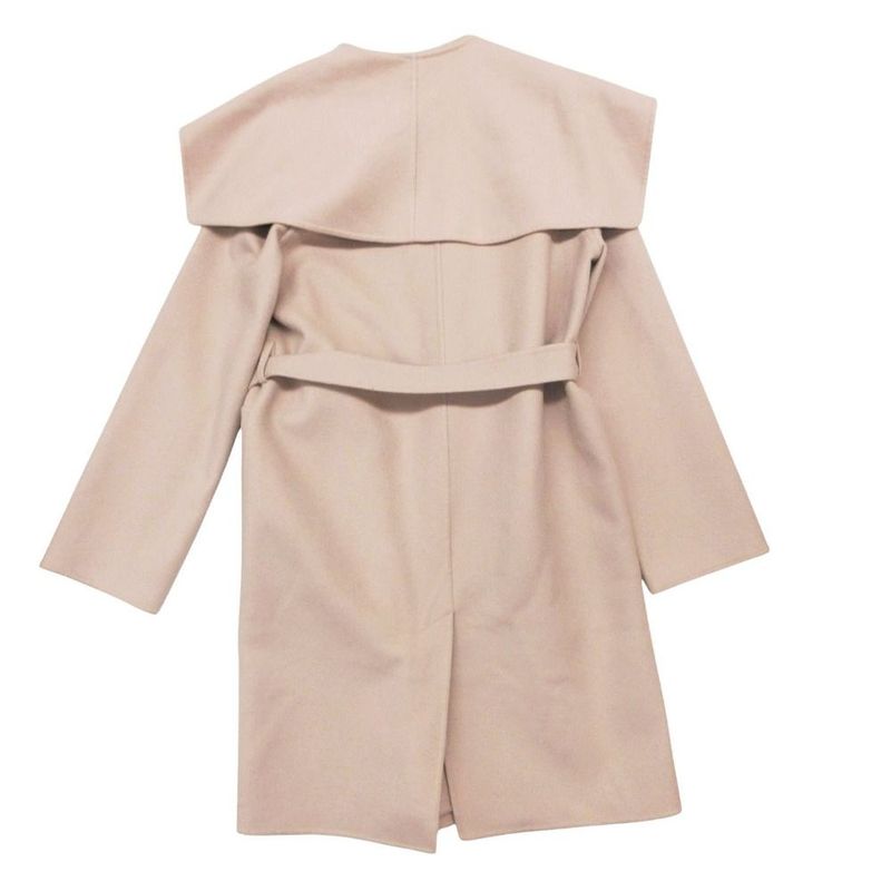Hermes Cashmere Double Face Light Coat Outer with Belt 36 S Long Pink