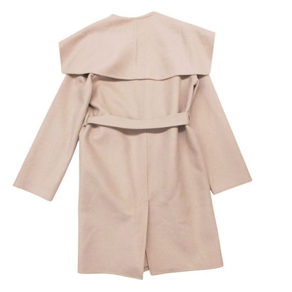 Hermes Cashmere Double Face Light Coat Outer with Belt 36 S Long Pink