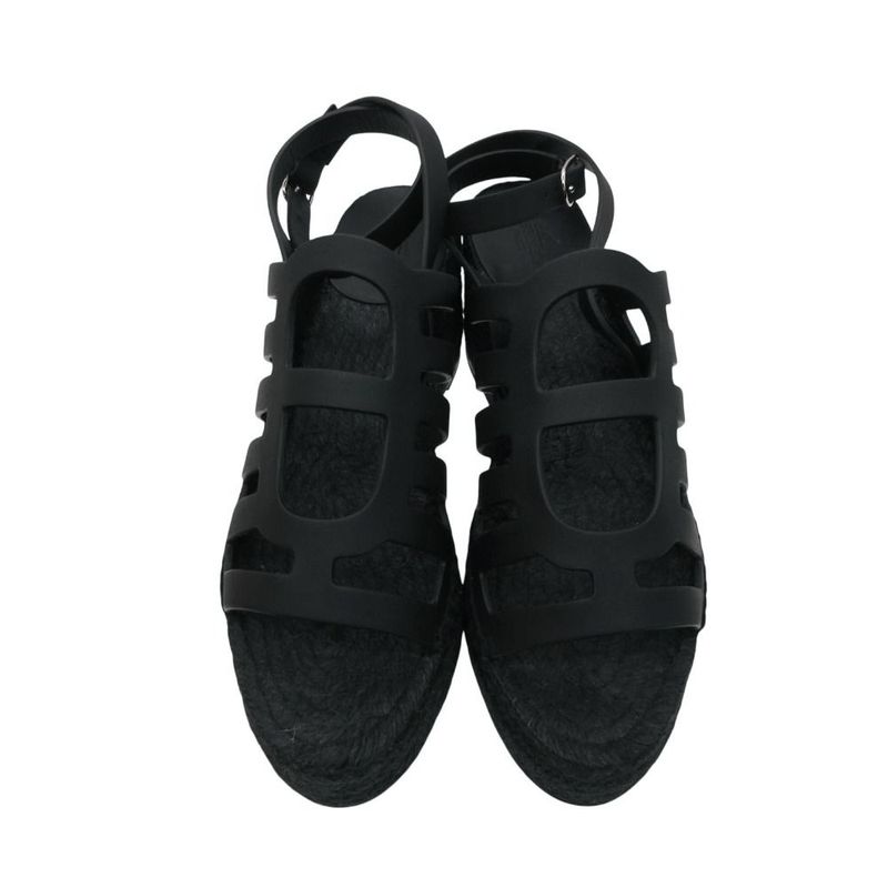 Hermes Espadrilles Catalya Sandals Catalia Calfskin Black 36