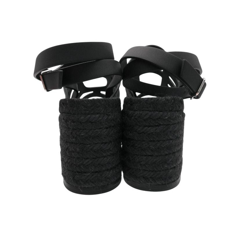 Hermes Espadrilles Catalya Sandals Catalia Calfskin Black 36