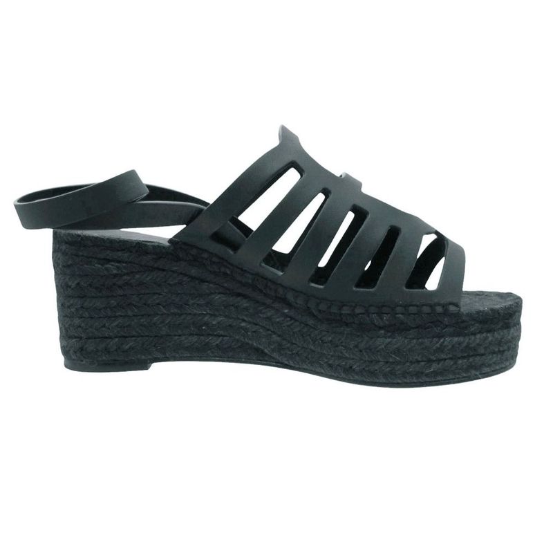 Hermes Espadrilles Catalya Sandals Catalia Calfskin Black 36