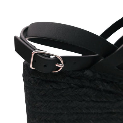 Hermes Espadrilles Catalya Sandals Catalia Calfskin Black 36