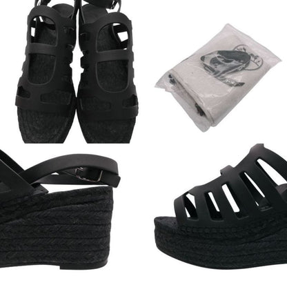Hermes Espadrilles Catalya Sandals Catalia Calfskin Black 36