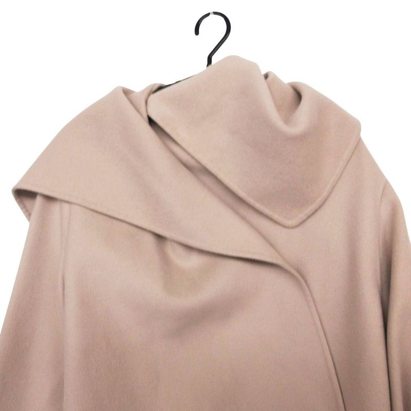 Hermes Cashmere Double Face Light Coat Outer with Belt 36 S Long Pink