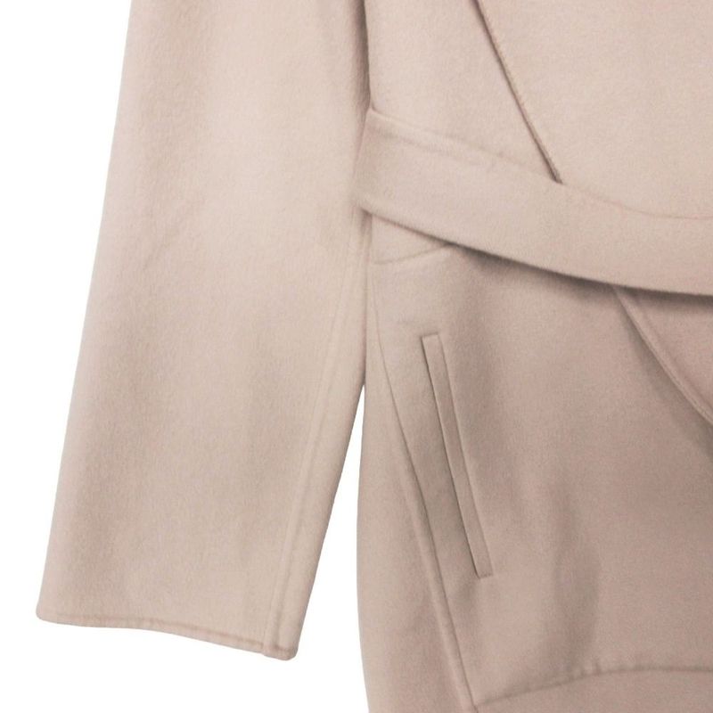 Hermes Cashmere Double Face Light Coat Outer with Belt 36 S Long Pink