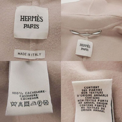 Hermes Cashmere Double Face Light Coat Outer with Belt 36 S Long Pink