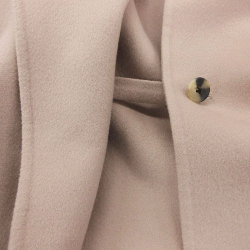 Hermes Cashmere Double Face Light Coat Outer with Belt 36 S Long Pink