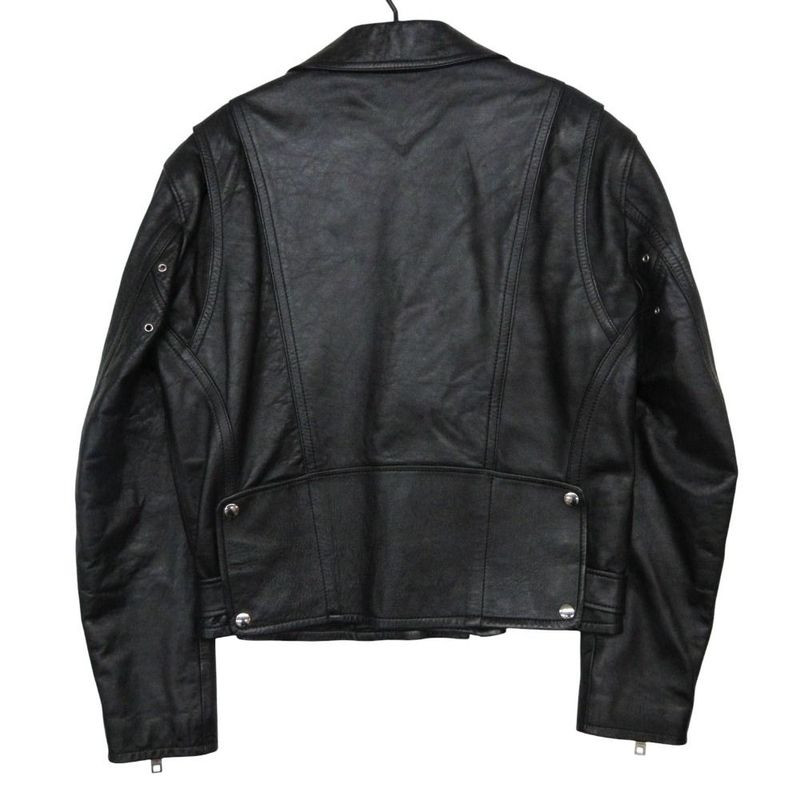 Celine Classic Biker Double Riders Leather Jacket Black 46