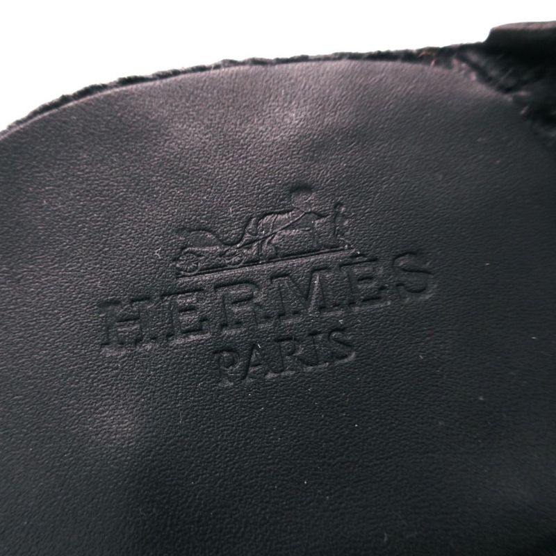 Hermes Espadrilles Catalya Sandals Catalia Calfskin Black 36