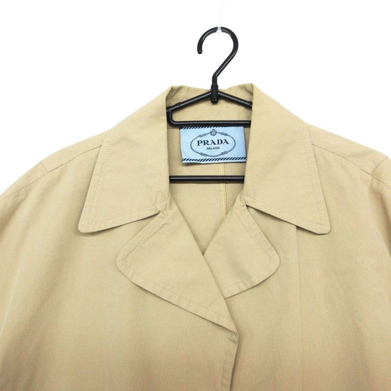 Prada Triangle Logo Pocket Overcoat Outer Beige