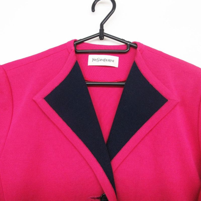 Saint Laurent Yves Vintage Short Sleeve Knit Jacket Purple