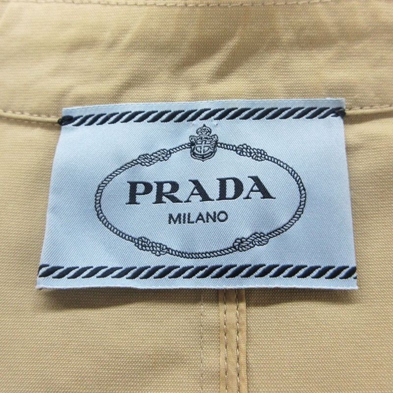 Prada Triangle Logo Pocket Overcoat Outer Beige