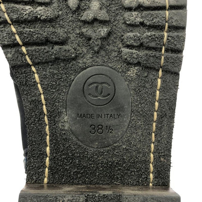 Chanel Leather CC Logo Side Zip Short Boots 38 Black