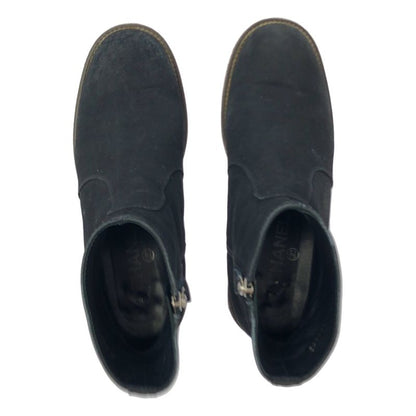 Chanel Leather CC Logo Side Zip Short Boots 38 Black
