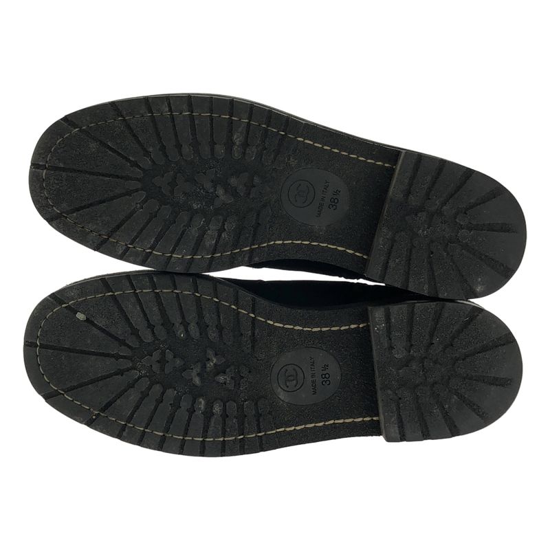 Chanel Leather CC Logo Side Zip Short Boots 38 Black