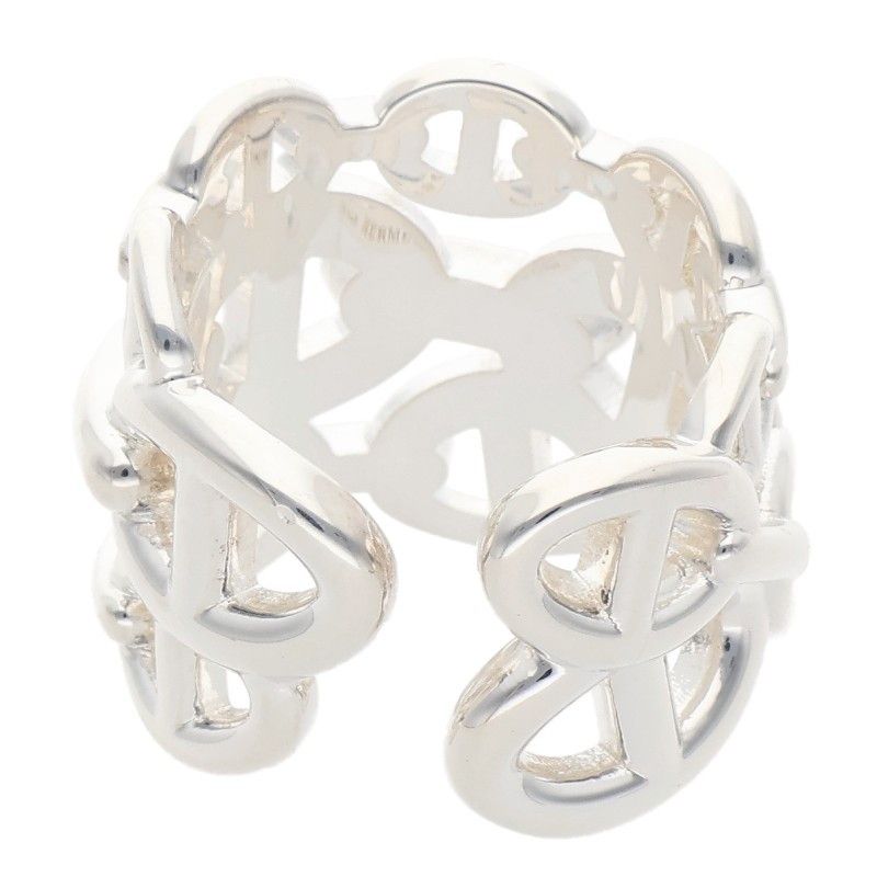 Hermes Chaine D'ancre Enchainee GM Silver Ring 52