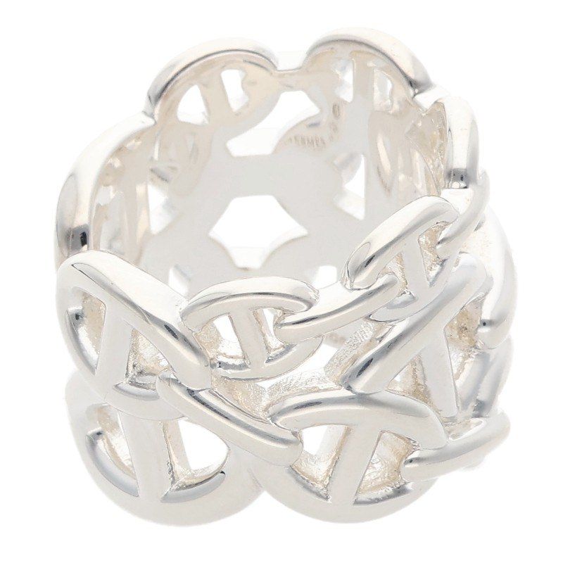Hermes Chaine D'ancre Enchainee GM Silver Ring 52