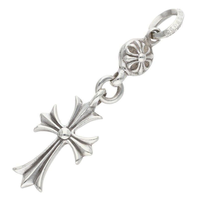 Chrome Hearts Tny CH Crs 1 Ball Tiny Ch Cross Charm Silver Necklace Top