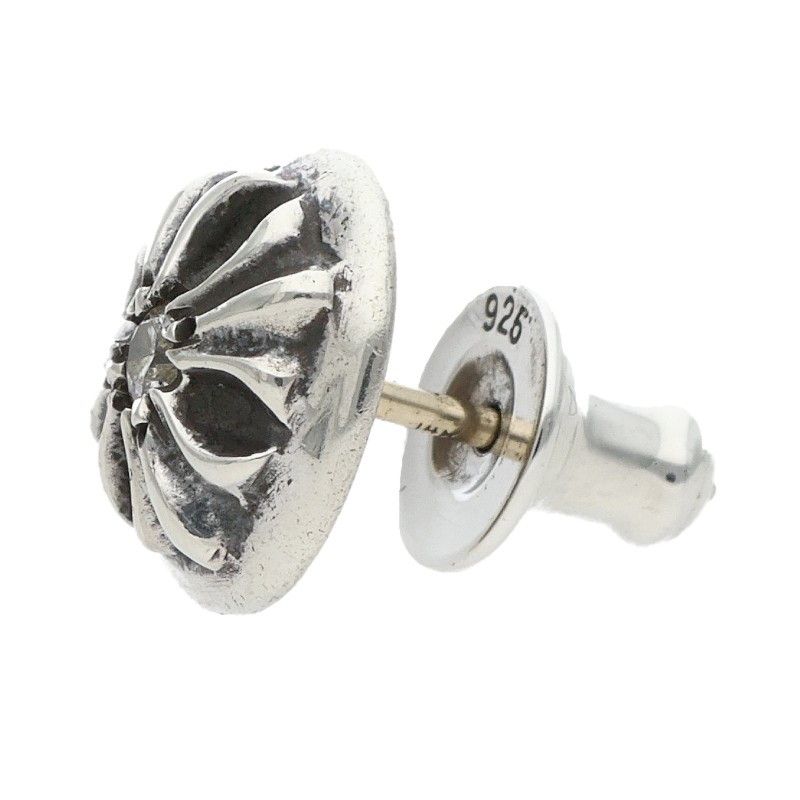 Chrome Hearts Stud Crsbll Dia Cross Ball 1 Diamond Silver Earrings