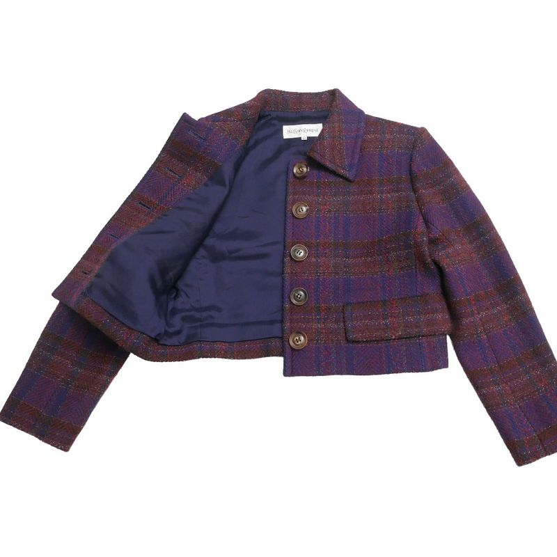 Saint Laurent Yves Jacket 34 Tweed Short Cropped