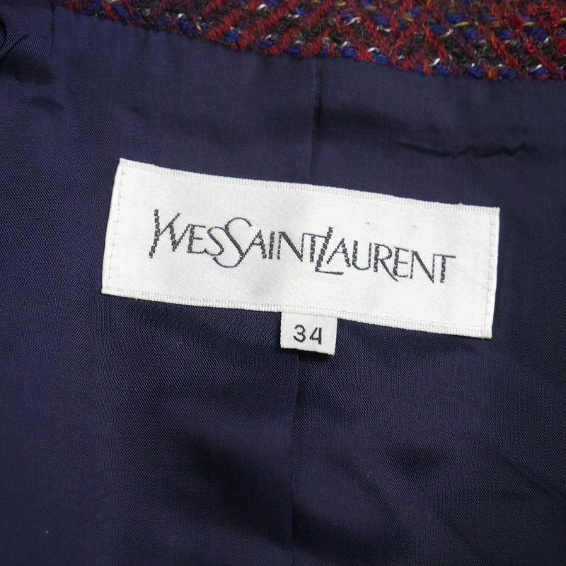 Saint Laurent Yves Jacket 34 Tweed Short Cropped