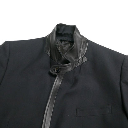 Dolce & Gabbana Tailored Jacket 54 Sheepskin Trim Blue Leather Single