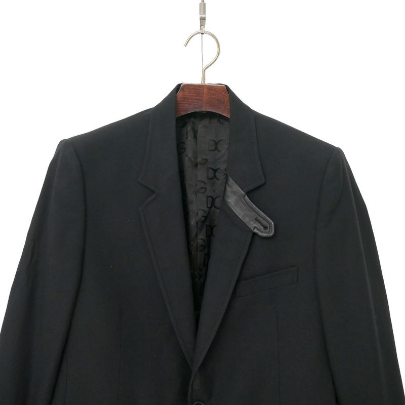 Dolce & Gabbana Tailored Jacket 54 Sheepskin Trim Blue Leather Single