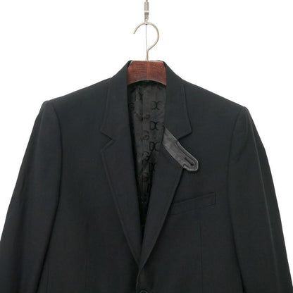 Dolce & Gabbana Tailored Jacket 54 Sheepskin Trim Blue Leather Single
